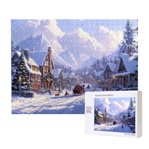 Funkelnde Weihnachten 500-teiliges Puzzle für Erwachsene und Kinder ab 10 Jahren, Lernspiel, Herausforderung, Spielzeug, Holzpuzzle von SHFYTRHG