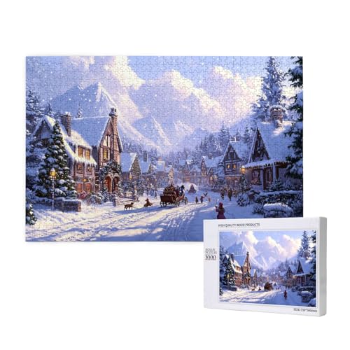 Funkelnde Weihnachten Puzzle für Erwachsene mit 1000 Teilen, anspruchsvolles Puzzle für Spieleabende, für Männer, Frauen, Senioren, fertige Größe ist 29,52 x 19,68 Zoll von SHFYTRHG