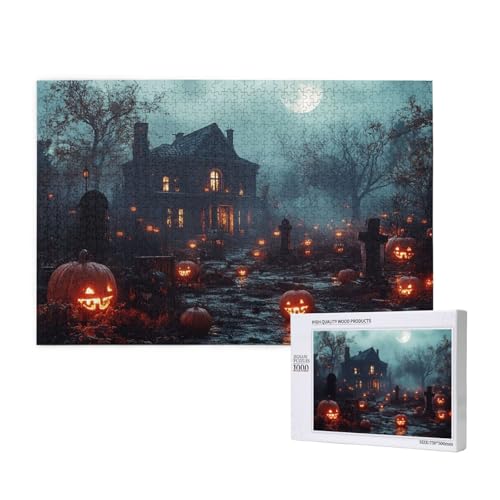 Furchterregendes Schloss Puzzle für Erwachsene mit 1000 Teilen, anspruchsvolles Puzzle für Spieleabende, für Männer, Frauen, Senioren, fertige Größe ist 29,52 x 19,68 Zoll von SHFYTRHG