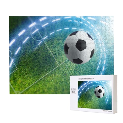 Fußball Sportball Bedruckt 500-teiliges Puzzle für Erwachsene und Kinder ab 10 Jahren, Lernspiel, Herausforderung, Spielzeug, Holzpuzzle von SHFYTRHG