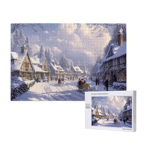 Gefrorene Weihnachten Puzzle für Erwachsene mit 1000 Teilen, anspruchsvolles Puzzle für Spieleabende, für Männer, Frauen, Senioren, fertige Größe ist 29,52 x 19,68 Zoll von SHFYTRHG