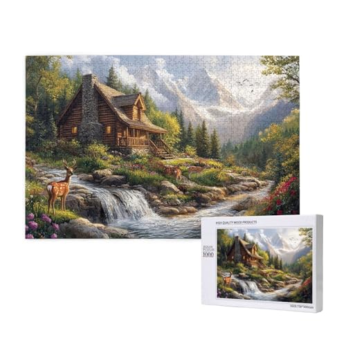 Gemütliches Häuschen Puzzle für Erwachsene mit 1000 Teilen, anspruchsvolles Puzzle für Spieleabende, für Männer, Frauen, Senioren, fertige Größe ist 29,52 x 19,68 Zoll von SHFYTRHG