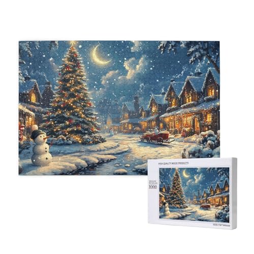 Gesegnete Weihnachten Puzzle für Erwachsene mit 1000 Teilen, anspruchsvolles Puzzle für Spieleabende, für Männer, Frauen, Senioren, fertige Größe ist 29,52 x 19,68 Zoll von SHFYTRHG