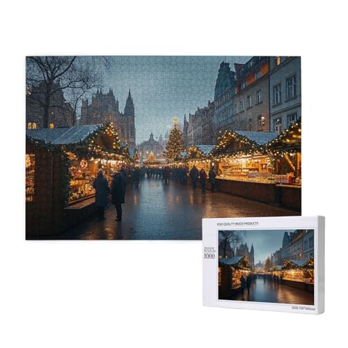 Glänzende Weihnachten Puzzle für Erwachsene mit 1000 Teilen, anspruchsvolles Puzzle für Spieleabende, für Männer, Frauen, Senioren, fertige Größe ist 29,52 x 19,68 Zoll von SHFYTRHG