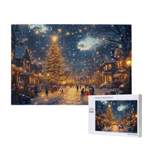 Glänzende Weihnachten Puzzle für Erwachsene mit 1000 Teilen, anspruchsvolles Puzzle für Spieleabende, für Männer, Frauen, Senioren, fertige Größe ist 29,52 x 19,68 Zoll von SHFYTRHG