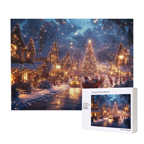 Gletscherische Weihnachten 500-teiliges Puzzle für Erwachsene und Kinder ab 10 Jahren, Lernspiel, Herausforderung, Spielzeug, Holzpuzzle von SHFYTRHG