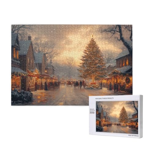 Glitzernde Weihnachten Puzzle für Erwachsene mit 1000 Teilen, anspruchsvolles Puzzle für Spieleabende, für Männer, Frauen, Senioren, fertige Größe ist 29,52 x 19,68 Zoll von SHFYTRHG