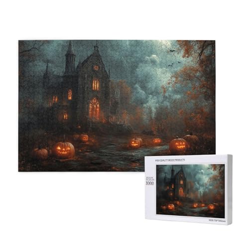 Grauenhaftes Schloss Puzzle für Erwachsene mit 1000 Teilen, anspruchsvolles Puzzle für Spieleabende, für Männer, Frauen, Senioren, fertige Größe ist 29,52 x 19,68 Zoll von SHFYTRHG