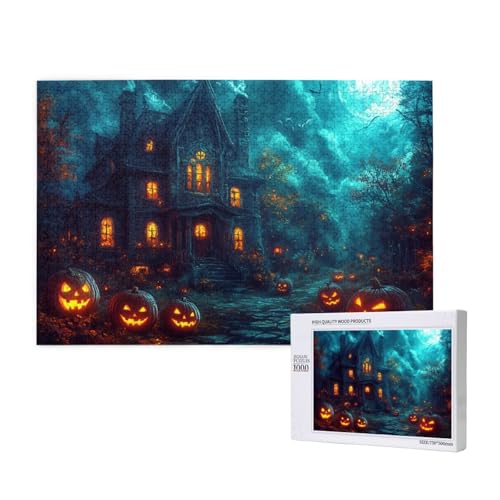 Gruseliges Schloss Puzzle für Erwachsene mit 1000 Teilen, anspruchsvolles Puzzle für Spieleabende, für Männer, Frauen, Senioren, fertige Größe ist 29,52 x 19,68 Zoll von SHFYTRHG