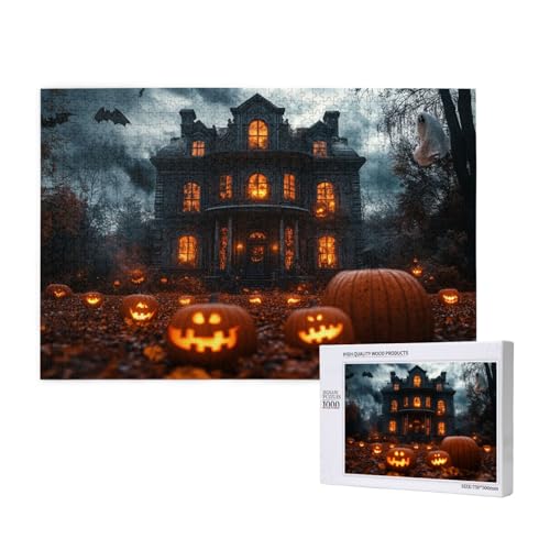 Gruseliges Schloss Puzzle für Erwachsene mit 1000 Teilen, anspruchsvolles Puzzle für Spieleabende, für Männer, Frauen, Senioren, fertige Größe ist 29,52 x 19,68 Zoll von SHFYTRHG