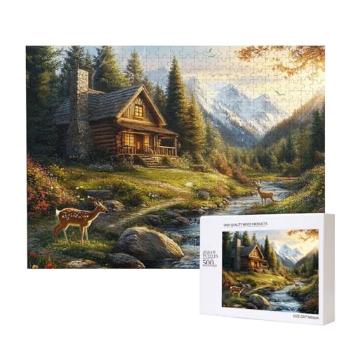 Harmonische Hütte 500-teiliges Puzzle für Erwachsene und Kinder ab 10 Jahren, Lernspiel, Herausforderung, Spielzeug, Holzpuzzle von SHFYTRHG