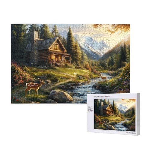 Harmonische Hütte Puzzle für Erwachsene mit 1000 Teilen, anspruchsvolles Puzzle für Spieleabende, für Männer, Frauen, Senioren, fertige Größe ist 29,52 x 19,68 Zoll von SHFYTRHG