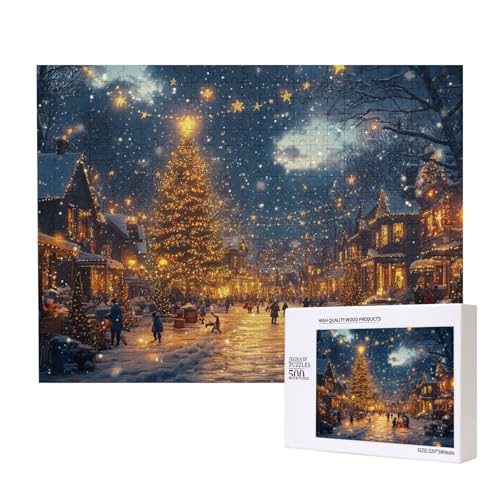 Helle Weihnachten 500-teiliges Puzzle für Erwachsene und Kinder ab 10 Jahren, Lernspiel, Herausforderung, Spielzeug, Holzpuzzle von SHFYTRHG