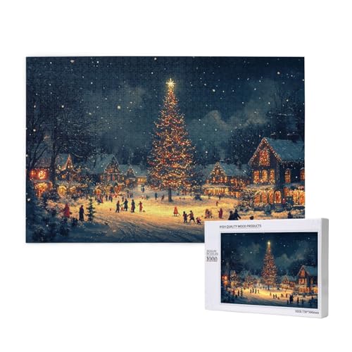 Helle Weihnachten Puzzle für Erwachsene mit 1000 Teilen, anspruchsvolles Puzzle für Spieleabende, für Männer, Frauen, Senioren, fertige Größe ist 29,52 x 19,68 Zoll von SHFYTRHG