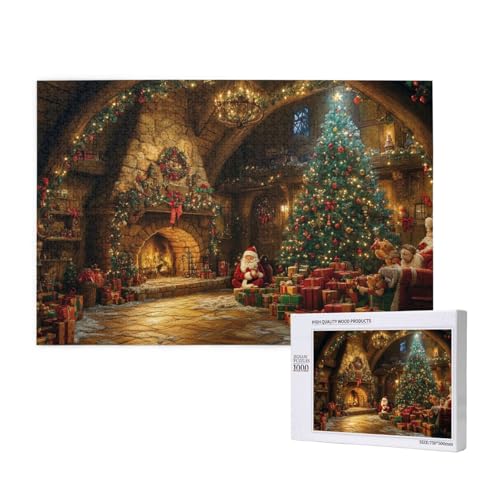 Herzerwärmende Weihnachten Puzzle für Erwachsene mit 1000 Teilen, anspruchsvolles Puzzle für Spieleabende, für Männer, Frauen, Senioren, fertige Größe ist 29,52 x 19,68 Zoll von SHFYTRHG