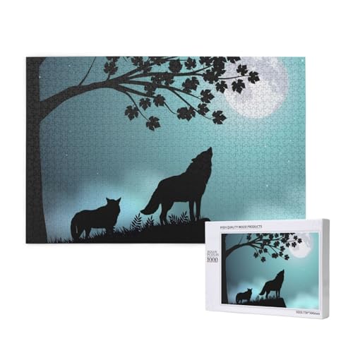 Heulender Wolf 1000-teiliges Puzzle für Erwachsene, lustiges Puzzle für die ganze Familie, 1000-teiliges anspruchsvolles Puzzlespiel, 20 x 30 Zoll von SHFYTRHG