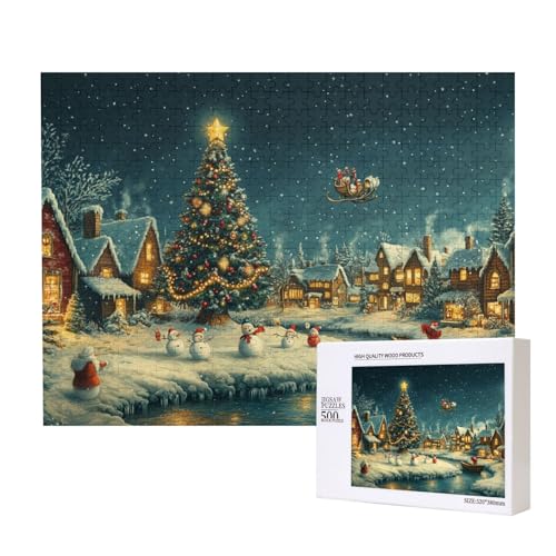 Intime Weihnachten 500-teiliges Puzzle für Erwachsene und Kinder ab 10 Jahren, Lernspiel, Herausforderung, Spielzeug, Holzpuzzle von SHFYTRHG