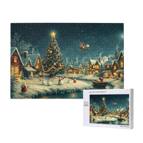 Intime Weihnachten Puzzle für Erwachsene mit 1000 Teilen, anspruchsvolles Puzzle für Spieleabende, für Männer, Frauen, Senioren, fertige Größe ist 29,52 x 19,68 Zoll von SHFYTRHG