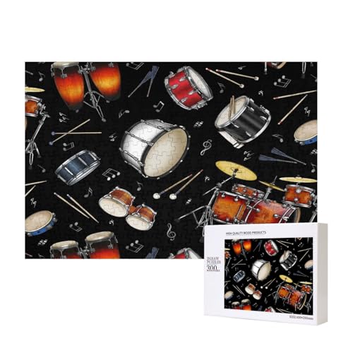 Jazz Collection Schwarze Trommel 300-teiliges Kinderpuzzle, Puzzlespiele als Geschenk für Jungen/Mädchen, für Kinder und Erwachsene ab 9 Jahren von SHFYTRHG