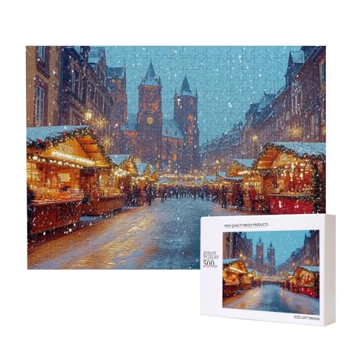 Lebhafte Weihnachten 500-teiliges Puzzle für Erwachsene und Kinder ab 10 Jahren, Lernspiel, Herausforderung, Spielzeug, Holzpuzzle von SHFYTRHG