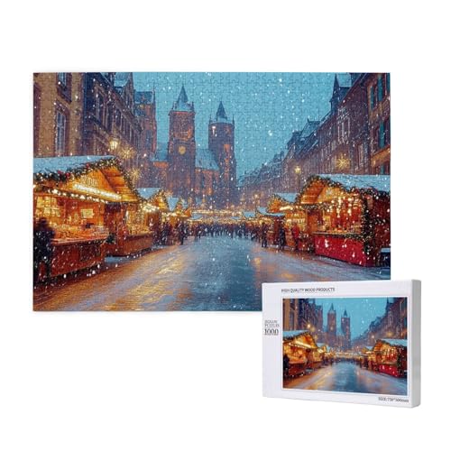 Lebhafte Weihnachten Puzzle für Erwachsene mit 1000 Teilen, anspruchsvolles Puzzle für Spieleabende, für Männer, Frauen, Senioren, fertige Größe ist 29,52 x 19,68 Zoll von SHFYTRHG