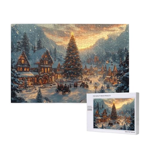 Leuchtende Weihnachten Puzzle für Erwachsene mit 1000 Teilen, anspruchsvolles Puzzle für Spieleabende, für Männer, Frauen, Senioren, fertige Größe ist 29,52 x 19,68 Zoll von SHFYTRHG