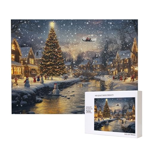 Liebevolle Weihnachten 500-teiliges Puzzle für Erwachsene und Kinder ab 10 Jahren, Lernspiel, Herausforderung, Spielzeug, Holzpuzzle von SHFYTRHG