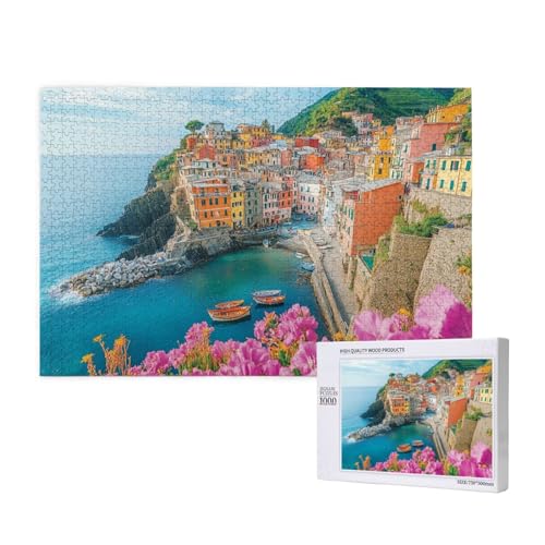 Luftige Kleinstadt Puzzle für Erwachsene mit 1000 Teilen, anspruchsvolles Puzzle für Spieleabende, für Männer, Frauen, Senioren, fertige Größe ist 29,52 x 19,68 Zoll von SHFYTRHG