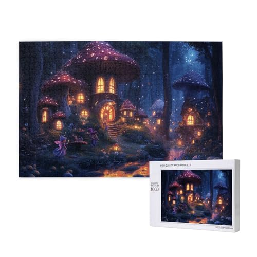 Märchenhaftes Elfenhaus Puzzle für Erwachsene mit 1000 Teilen, anspruchsvolles Puzzle für Spieleabende, für Männer, Frauen, Senioren, fertige Größe ist 29,52 x 19,68 Zoll von SHFYTRHG