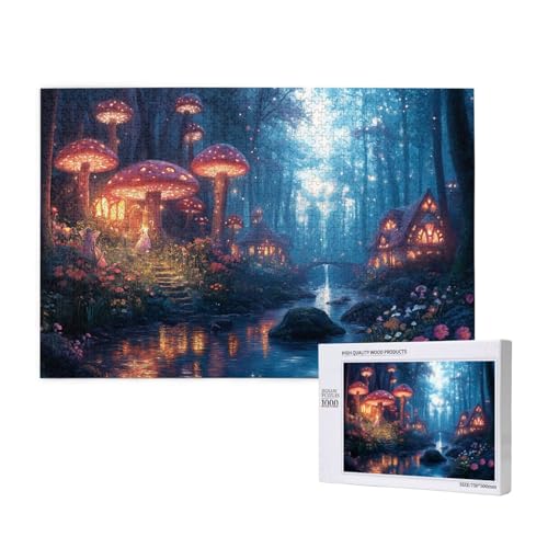 Märchenhaftes Häuschen Puzzle für Erwachsene mit 1000 Teilen, anspruchsvolles Puzzle für Spieleabende, für Männer, Frauen, Senioren, fertige Größe ist 29,52 x 19,68 Zoll von SHFYTRHG