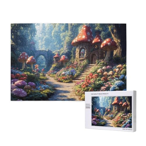 Märchenhaftes Pilzhaus Puzzle für Erwachsene mit 1000 Teilen, anspruchsvolles Puzzle für Spieleabende, für Männer, Frauen, Senioren, fertige Größe ist 29,52 x 19,68 Zoll von SHFYTRHG