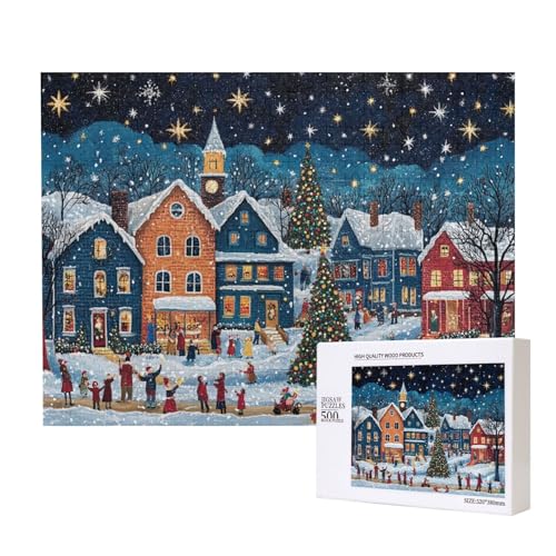 Magische Weihnachten 500-teiliges Puzzle für Erwachsene und Kinder ab 10 Jahren, Lernspiel, Herausforderung, Spielzeug, Holzpuzzle von SHFYTRHG