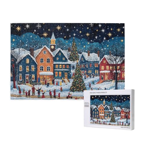 Magische Weihnachten Puzzle für Erwachsene mit 1000 Teilen, anspruchsvolles Puzzle für Spieleabende, für Männer, Frauen, Senioren, fertige Größe ist 29,52 x 19,68 Zoll von SHFYTRHG