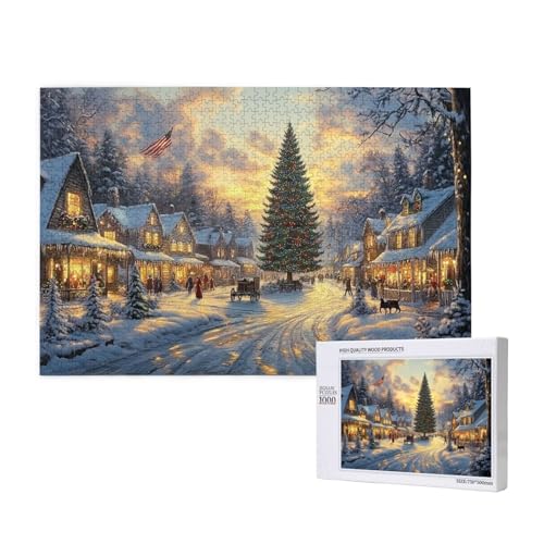 Majestätische Weihnachten Puzzle für Erwachsene mit 1000 Teilen, anspruchsvolles Puzzle für Spieleabende, für Männer, Frauen, Senioren, fertige Größe ist 29,52 x 19,68 Zoll von SHFYTRHG