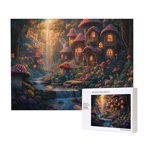 Mysteriöses Pilzhaus 500-teiliges Puzzle für Erwachsene und Kinder ab 10 Jahren, Lernspiel, Herausforderung, Spielzeug, Holzpuzzle von SHFYTRHG