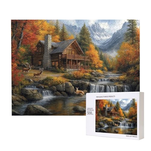 Primitive Hütte 500-teiliges Puzzle für Erwachsene und Kinder ab 10 Jahren, Lernspiel, Herausforderung, Spielzeug, Holzpuzzle von SHFYTRHG