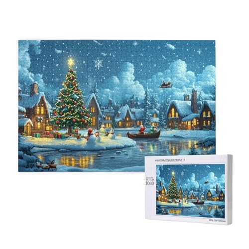 Psychedelische Weihnachten Puzzle für Erwachsene mit 1000 Teilen, anspruchsvolles Puzzle für Spieleabende, für Männer, Frauen, Senioren, fertige Größe ist 29,52 x 19,68 Zoll von SHFYTRHG