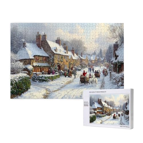 Reine Weihnachten Puzzle für Erwachsene mit 1000 Teilen, anspruchsvolles Puzzle für Spieleabende, für Männer, Frauen, Senioren, fertige Größe ist 29,52 x 19,68 Zoll von SHFYTRHG