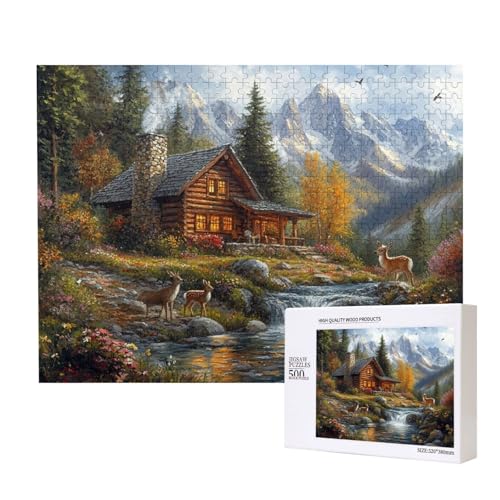 Ruhige Hütte 500-teiliges Puzzle für Erwachsene und Kinder ab 10 Jahren, Lernspiel, Herausforderung, Spielzeug, Holzpuzzle von SHFYTRHG