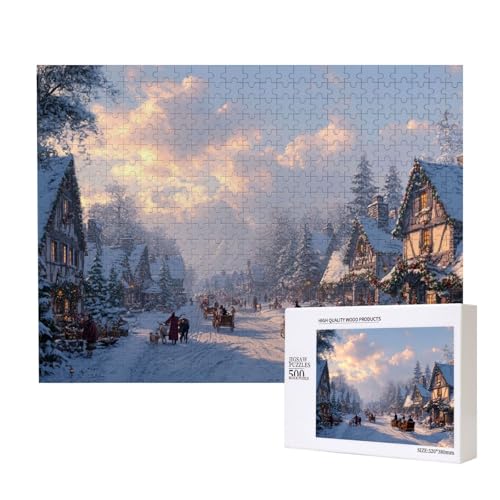 Ruhige Weihnachten 500-teiliges Puzzle für Erwachsene und Kinder ab 10 Jahren, Lernspiel, Herausforderung, Spielzeug, Holzpuzzle von SHFYTRHG