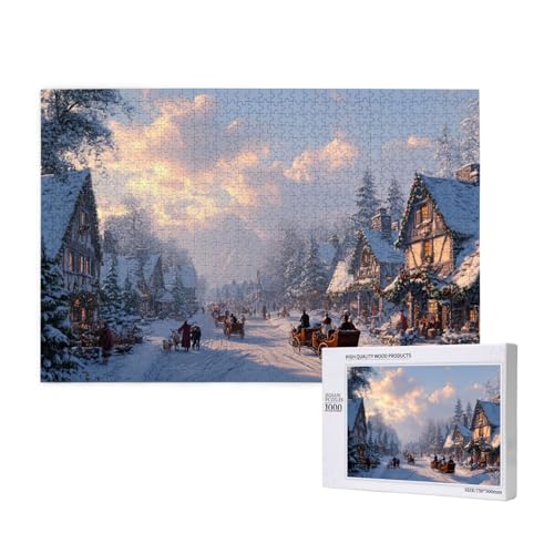 Ruhige Weihnachten Puzzle für Erwachsene mit 1000 Teilen, anspruchsvolles Puzzle für Spieleabende, für Männer, Frauen, Senioren, fertige Größe ist 29,52 x 19,68 Zoll von SHFYTRHG