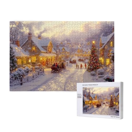 Ruhige Weihnachten Puzzle für Erwachsene mit 1000 Teilen, anspruchsvolles Puzzle für Spieleabende, für Männer, Frauen, Senioren, fertige Größe ist 29,52 x 19,68 Zoll von SHFYTRHG