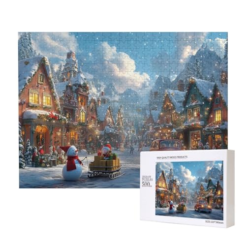 Schillernde Weihnachten 500-teiliges Puzzle für Erwachsene und Kinder ab 10 Jahren, Lernspiel, Herausforderung, Spielzeug, Holzpuzzle von SHFYTRHG