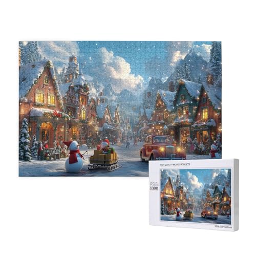 Schillernde Weihnachten Puzzle für Erwachsene mit 1000 Teilen, anspruchsvolles Puzzle für Spieleabende, für Männer, Frauen, Senioren, fertige Größe ist 29,52 x 19,68 Zoll von SHFYTRHG