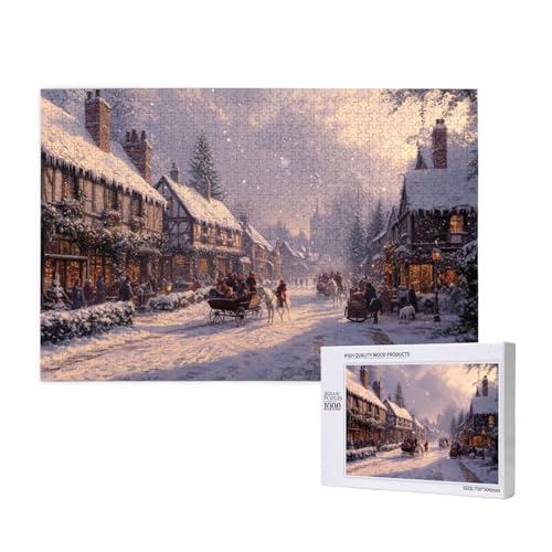 Schimmernde Weihnachten Puzzle für Erwachsene mit 1000 Teilen, anspruchsvolles Puzzle für Spieleabende, für Männer, Frauen, Senioren, fertige Größe ist 29,52 x 19,68 Zoll von SHFYTRHG