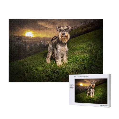 Schnauzer-Porträt in Dunkelgrau 1000-teiliges Puzzle für Erwachsene, lustiges Puzzle für die ganze Familie, 1000-teiliges anspruchsvolles Puzzlespiel, 20 x 30 Zoll von SHFYTRHG