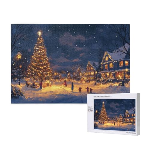 Schöne Weihnachten Puzzle für Erwachsene mit 1000 Teilen, anspruchsvolles Puzzle für Spieleabende, für Männer, Frauen, Senioren, fertige Größe ist 29,52 x 19,68 Zoll von SHFYTRHG