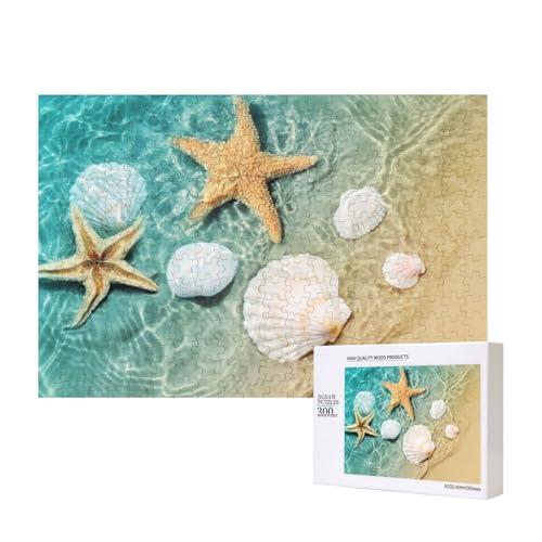 Seesterne und Muscheln Muster 300-teiliges Kinderpuzzle, Puzzlespiele als Geschenk für Jungen/Mädchen, für Kinder und Erwachsene ab 9 Jahren von SHFYTRHG