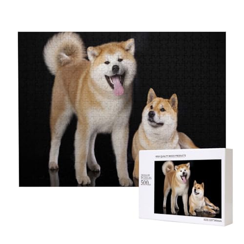 Shiba Inu Akita Inu 500-teiliges Puzzle für Erwachsene und Kinder ab 10 Jahren, Lernspiel, Herausforderung, Spielzeug, Holzpuzzle von SHFYTRHG