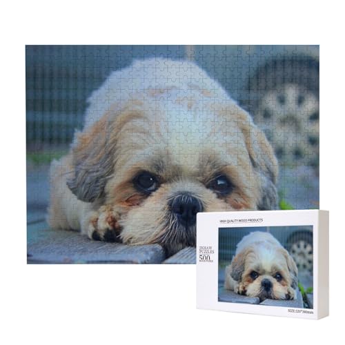 Shih Tzu 500-teiliges Puzzle für Erwachsene und Kinder ab 10 Jahren, Lernspiel, Herausforderung, Spielzeug, Holzpuzzle von SHFYTRHG